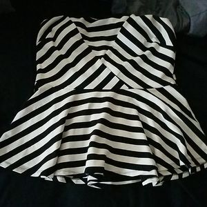 Striped peplum tube top